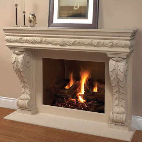 1136.11.545 Cast stone fireplace mantel