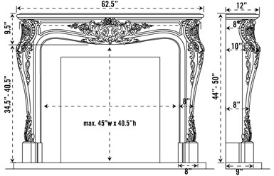 1101 stone fireplace mantel spec sheet