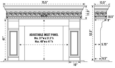 1110S.511 stone fireplace mantel spec sheet