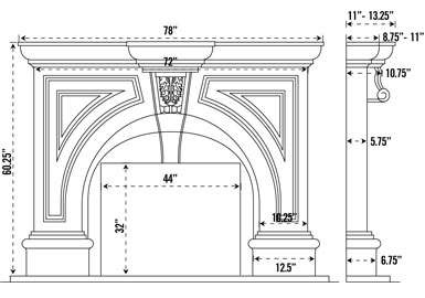 ATLANTA stone fireplace mantel spec sheet