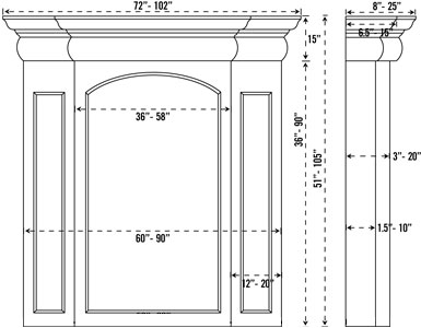 TREVI stone fireplace mantel spec sheet
