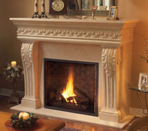 1110.SCROLL.529 stone fireplace mantle surround in Toronto