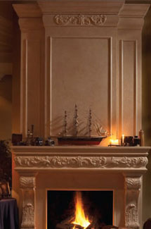 Regal stone fireplace overmantle surround
