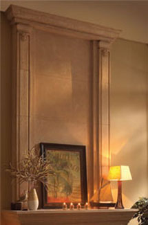 Valencia stone fireplace overmantle surround
